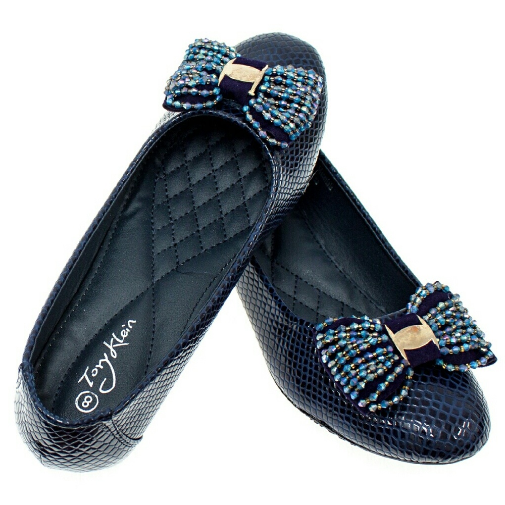 Women Serpent Wedge Pumps, B-1401W, Navy